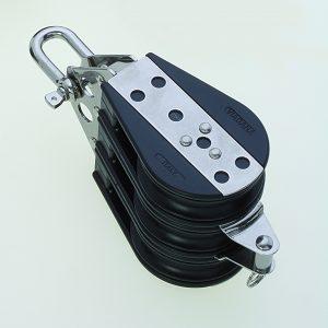 Kogelgelagerd 3-schijfs blok met hondsvot voor lijn Ø 14 mm