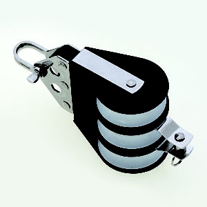 RVS-kogelgelagerd drieschijfs blok met hondsvot voor Ø12mm